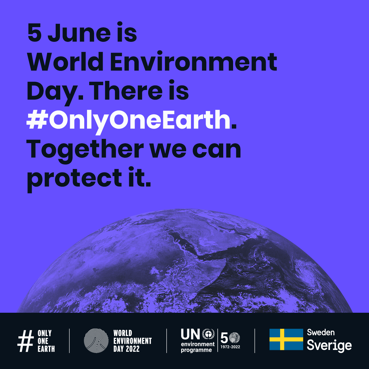 World Environment Day image, featuring the text 'Only One Earth, together we can protect it'